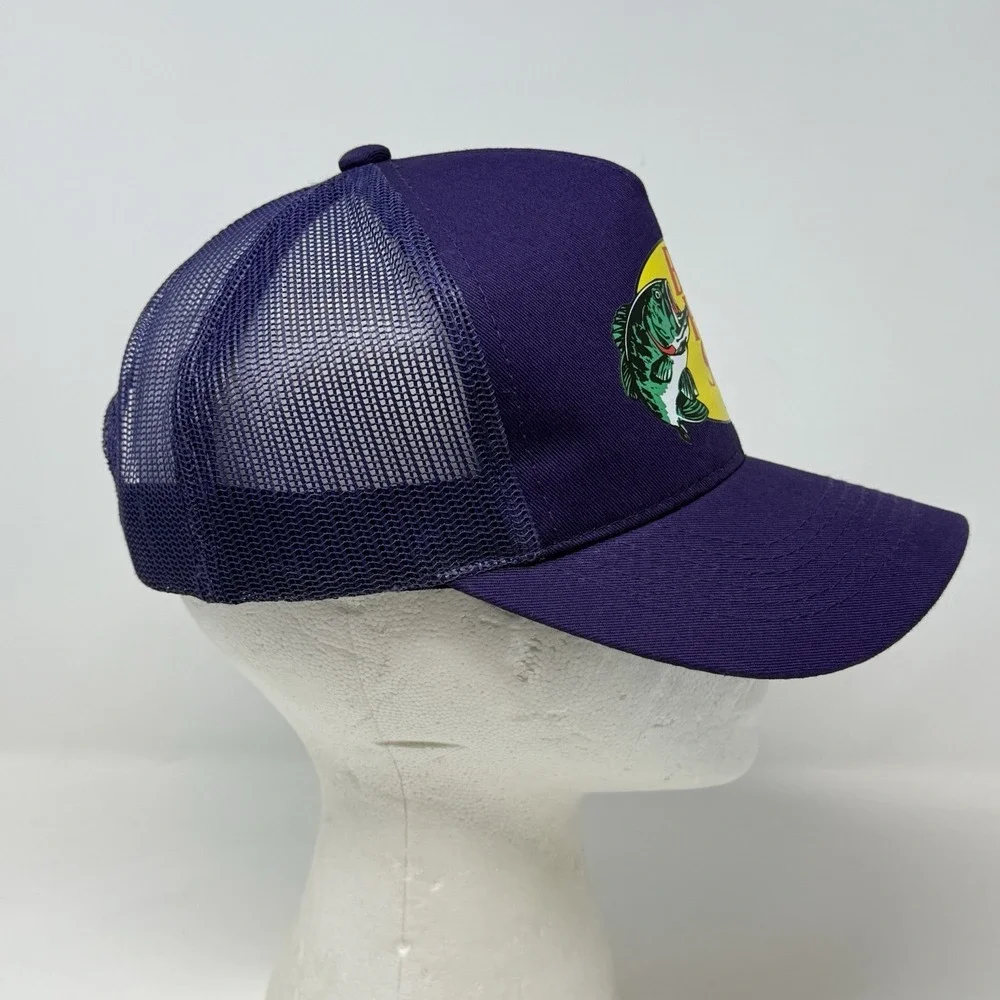 Bass‎ Pro Shops Hat Outdoor Fishing Trucker Mesh Cap Adjustable Snap Back Purple
